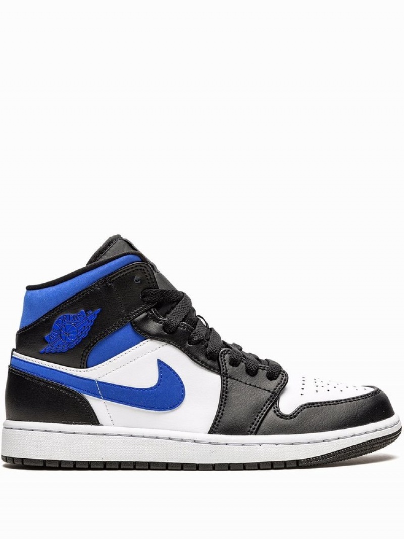 Black / White / Blue Men\'s Nike Mid Air Jordan 1 | LOVNXJ-910