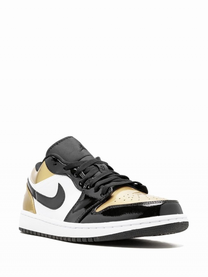 Black / White / Gold Women's Nike Low Gold Toe Air Jordan 1 | TWHNXJ-902