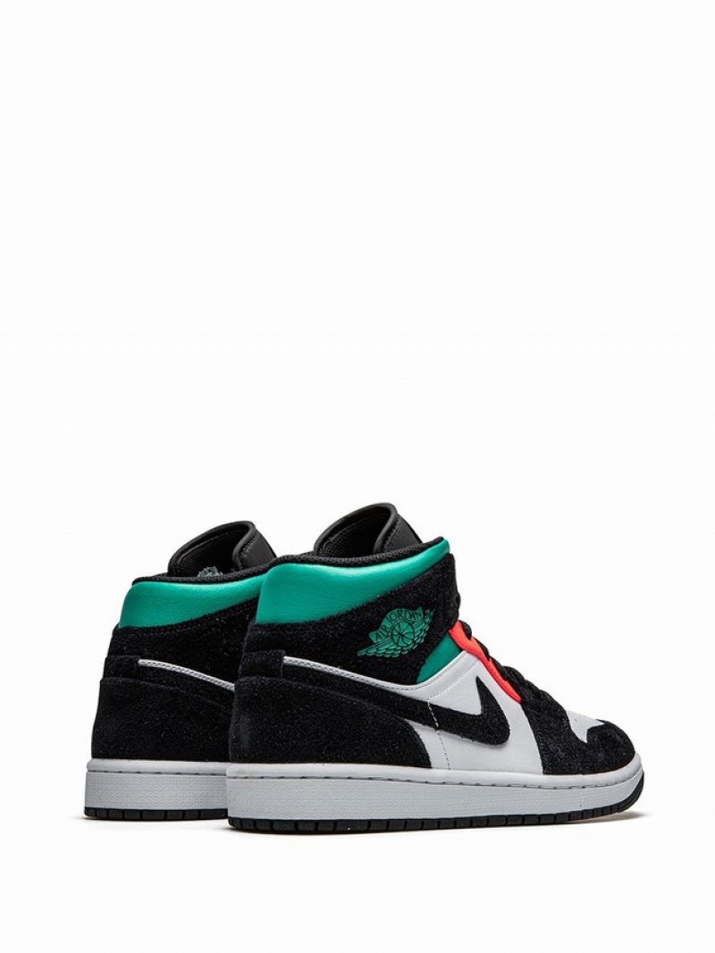 Black / White / Green Men's Nike Mid SE South Beach Air Jordan 1 | DSXYQP-084