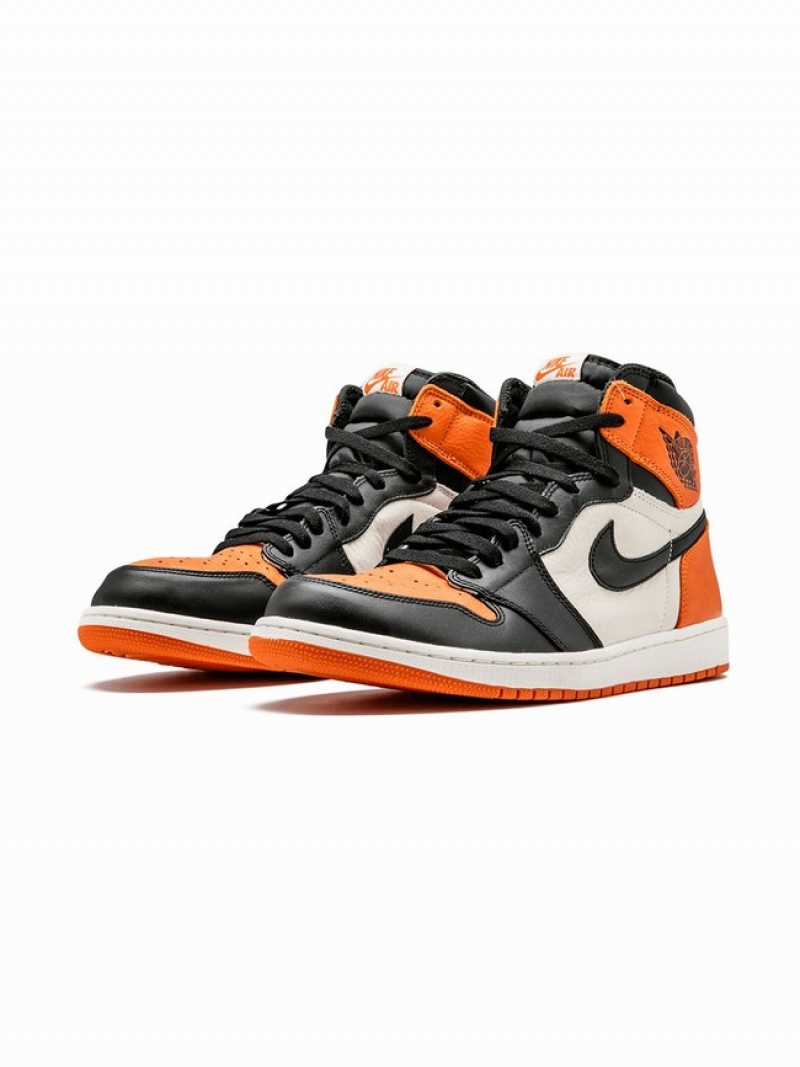 Black / White / Orange Men's Nike Retro High OG High Top Air Jordan 1 | SDKTGL-451