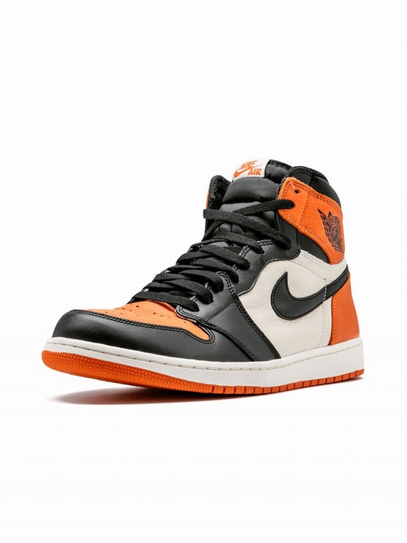 Black / White / Orange Men's Nike Retro High OG High Top Air Jordan 1 | SDKTGL-451