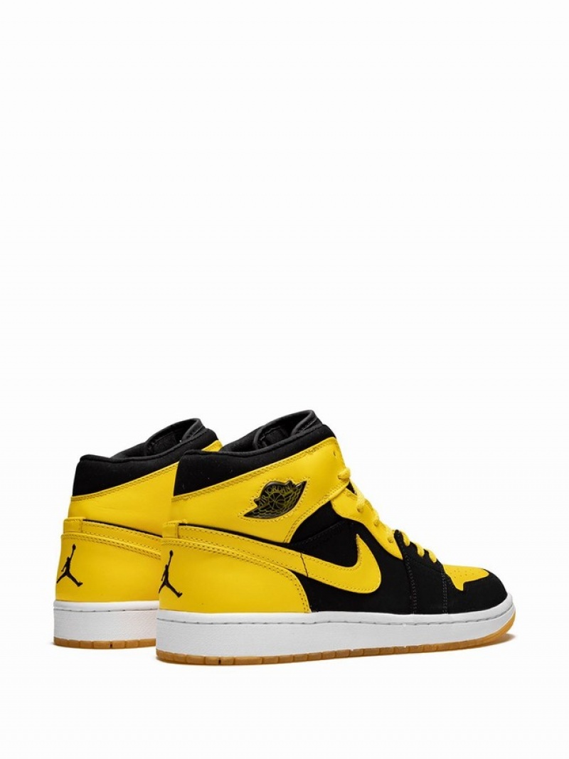 Black / Yellow Men's Nike Mid Old Love/New Love Air Jordan 1 | SAFCLT-084