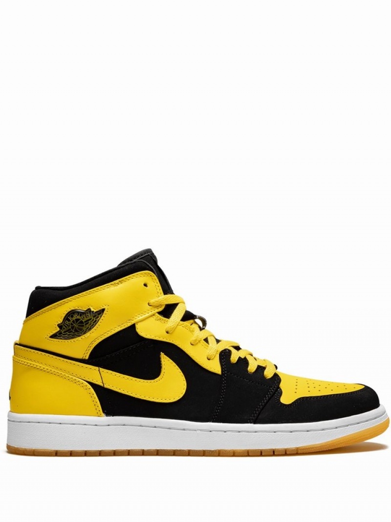 Black / Yellow Men\'s Nike Mid Old Love/New Love Air Jordan 1 | SAFCLT-084