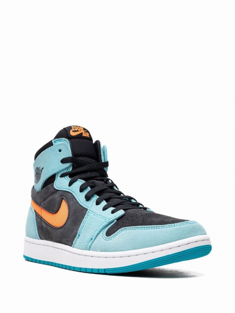 Blue / Black Men's Nike Zoom CMFT 2 Bleached Aqua Air Jordan 1 | NLERGD-420