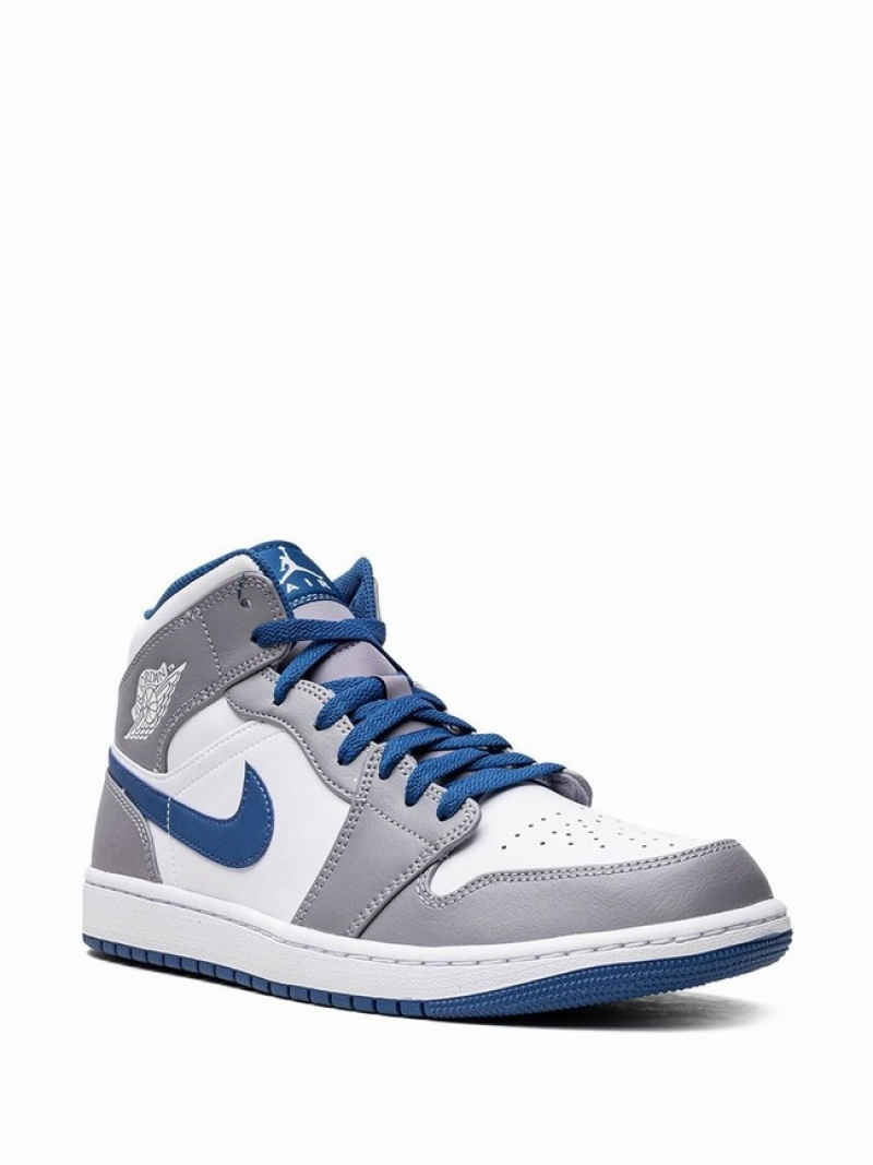 Blue / Grey / White Women's Nike Mid True Air Jordan 1 | RUVOHC-208