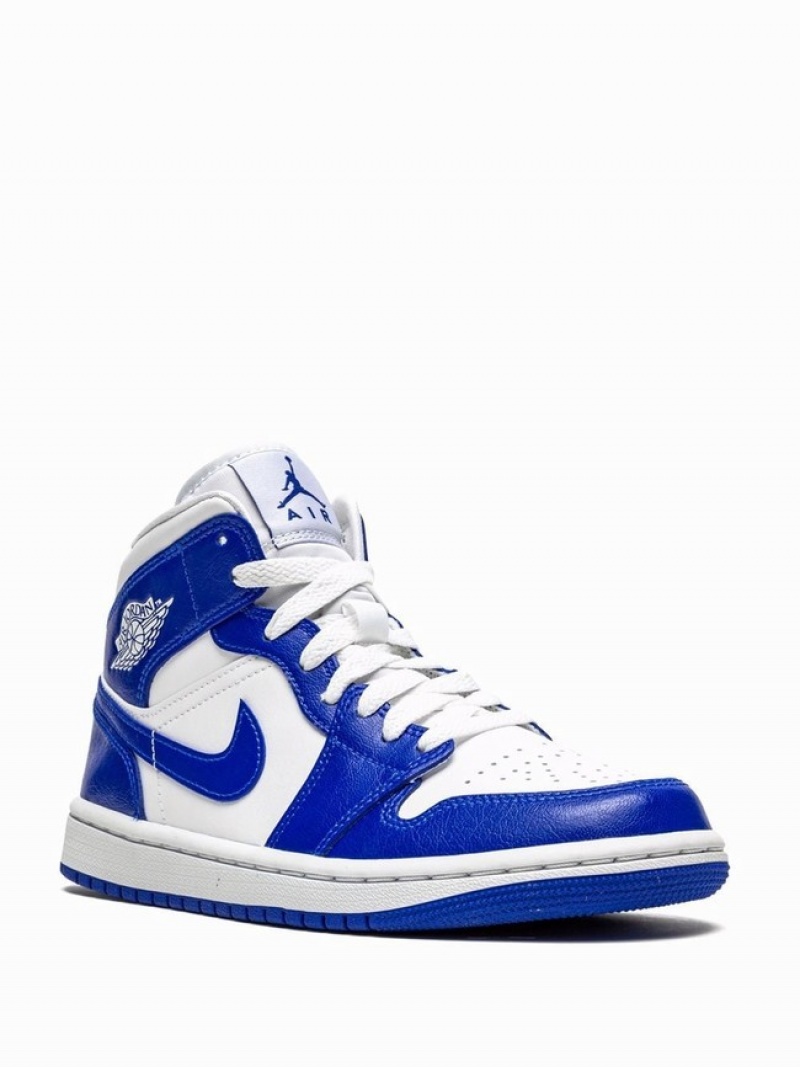 Blue / White Women's Nike Mid Kentucky Air Jordan 1 | MSJBPQ-315