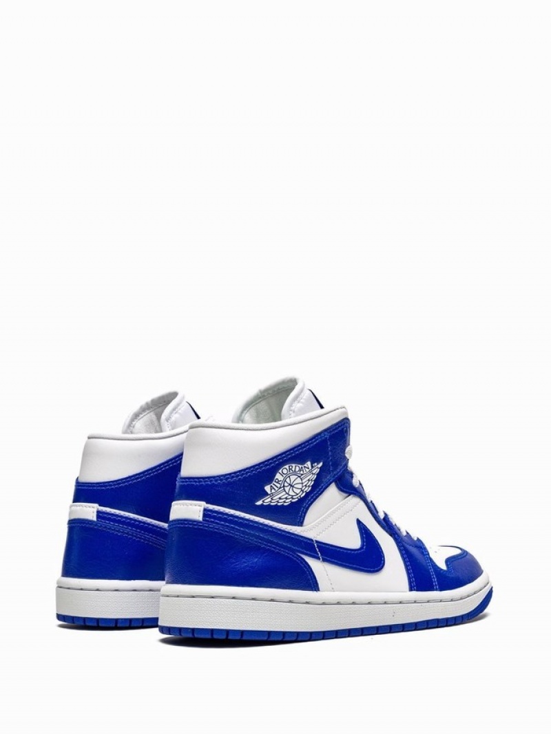 Blue / White Women's Nike Mid Kentucky Air Jordan 1 | MSJBPQ-315