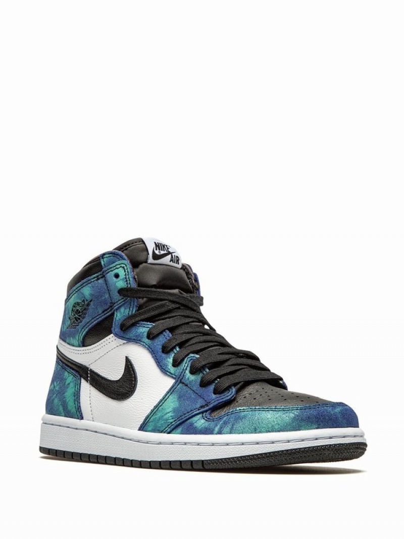 Blue / White / Black Women's Nike High Tie-Dye Air Jordan 1 | RITDMY-170