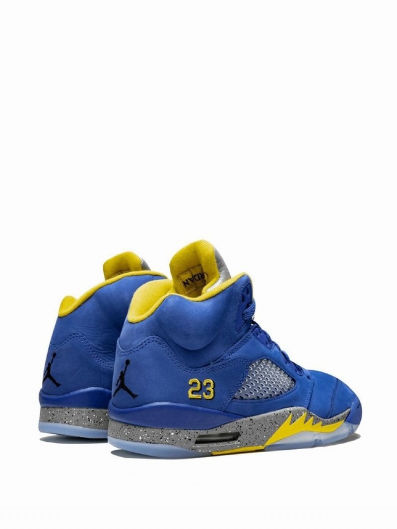 Blue / Yellow Women's Nike Retro Air Jordan 5 | SPHBKY-620