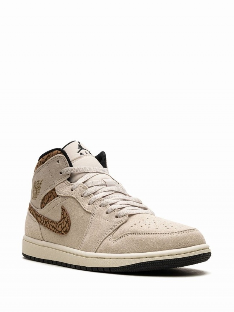 Brown Women's Nike Mid Brown Elephant Air Jordan 1 | TKDEVN-154