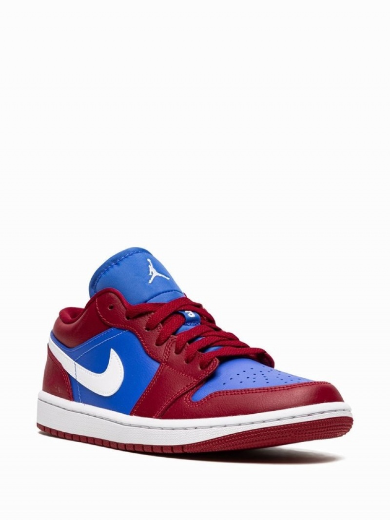 Burgundy / Blue Women's Nike Low Pomegranate/Medium Air Jordan 1 | EFXPMZ-819