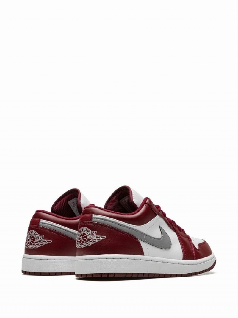 Burgundy / Red / White / Grey Women's Nike Low Bordeaux Air Jordan 1 | PSMITZ-549