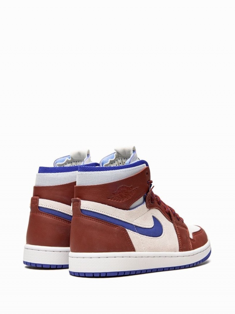 Cream / Red / Blue Women's Nike Zoom CMFT Redstone Air Jordan 1 | DOXZRH-380