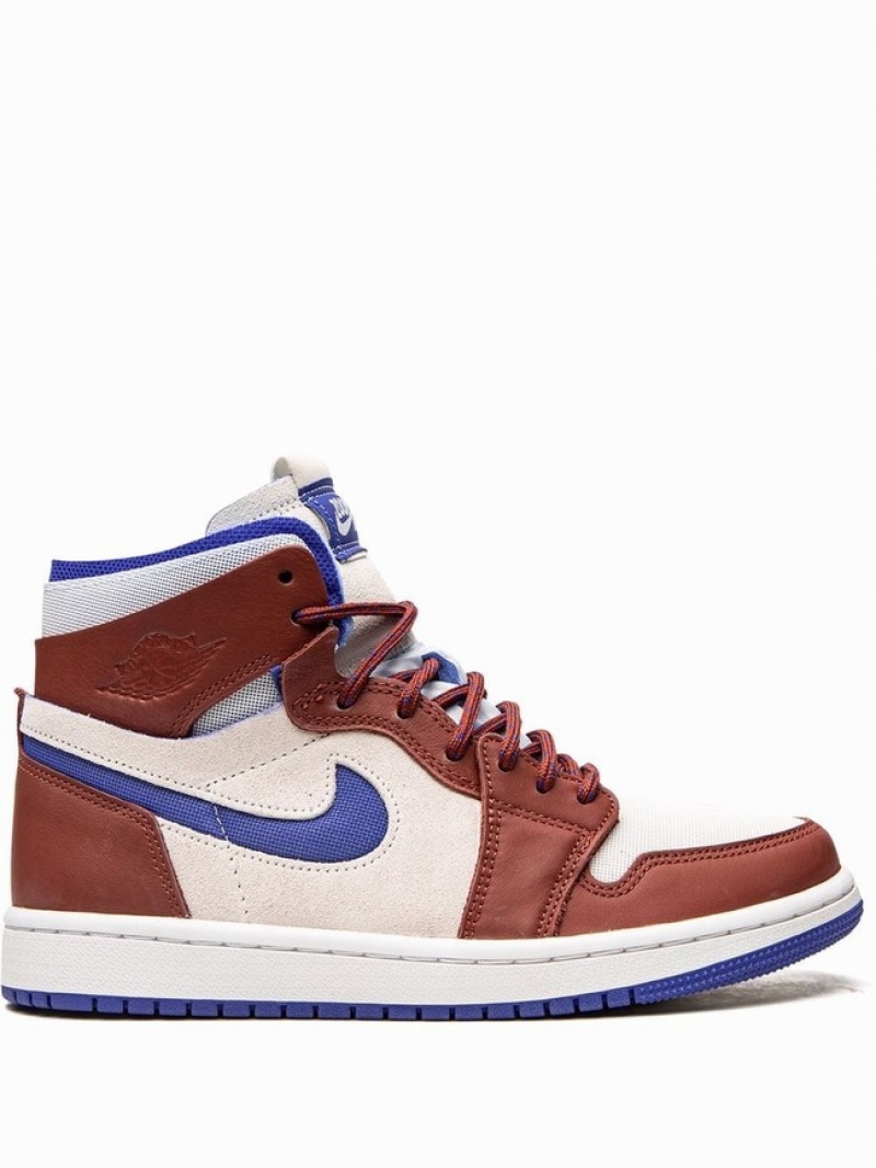 Cream / Red / Blue Women\'s Nike Zoom CMFT Redstone Air Jordan 1 | DOXZRH-380