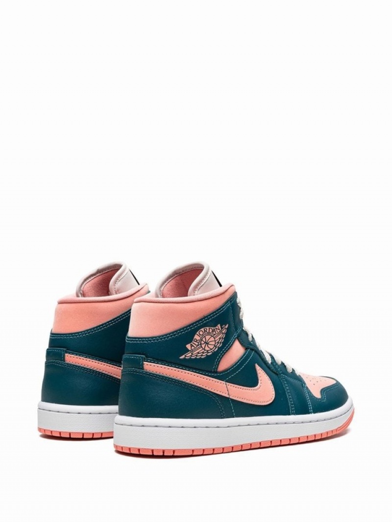 Dark Turquoise / Green Women's Nike Mid Dark Teal Air Jordan 1 | DQKNJS-185