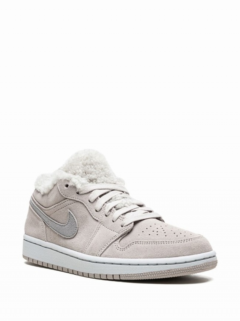 Grey Women's Nike Low SE Sherpa Fleece Air Jordan 1 | HTDIMY-675