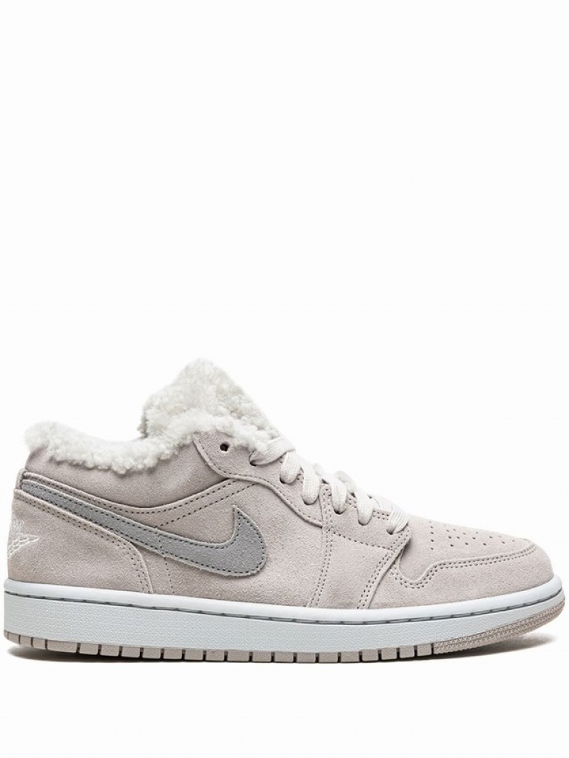 Grey Women\'s Nike Low SE Sherpa Fleece Air Jordan 1 | HTDIMY-675