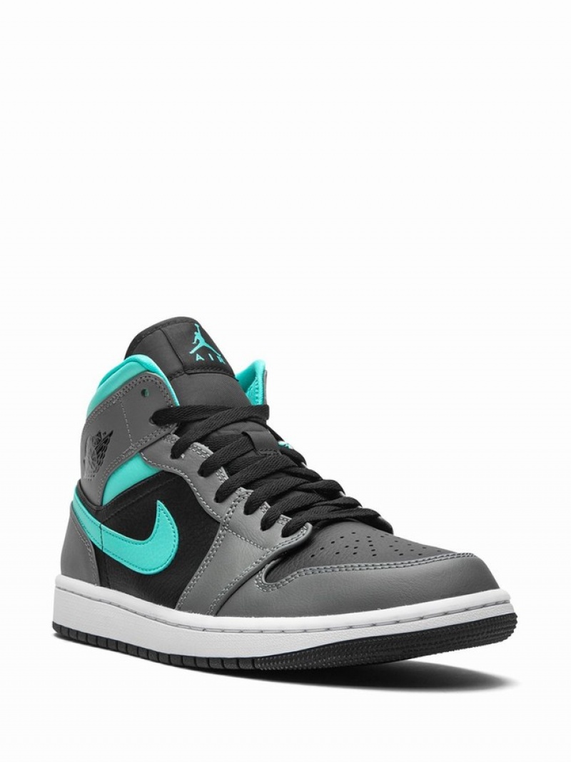 Grey / Green Women's Nike Mid “Grey/Aqua” Air Jordan 1 | NSGBOX-314