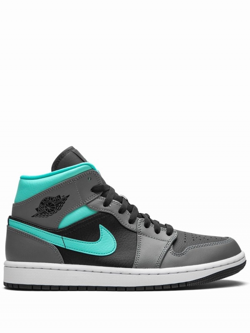 Grey / Green Women\'s Nike Mid “Grey/Aqua” Air Jordan 1 | NSGBOX-314