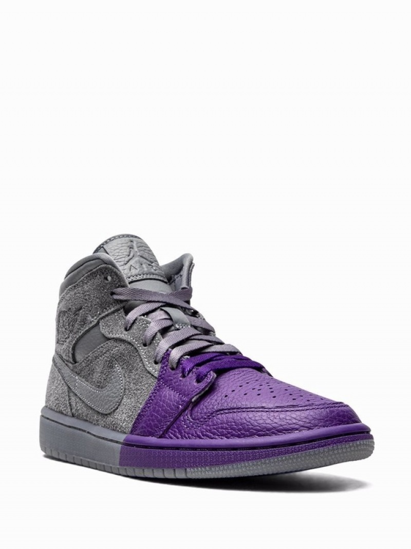 Grey / Purple Women's Nike Mid Air Jordan 1 | OBSEJG-532