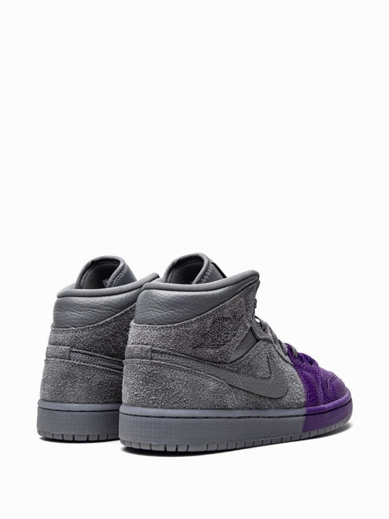 Grey / Purple Women's Nike Mid Air Jordan 1 | OBSEJG-532