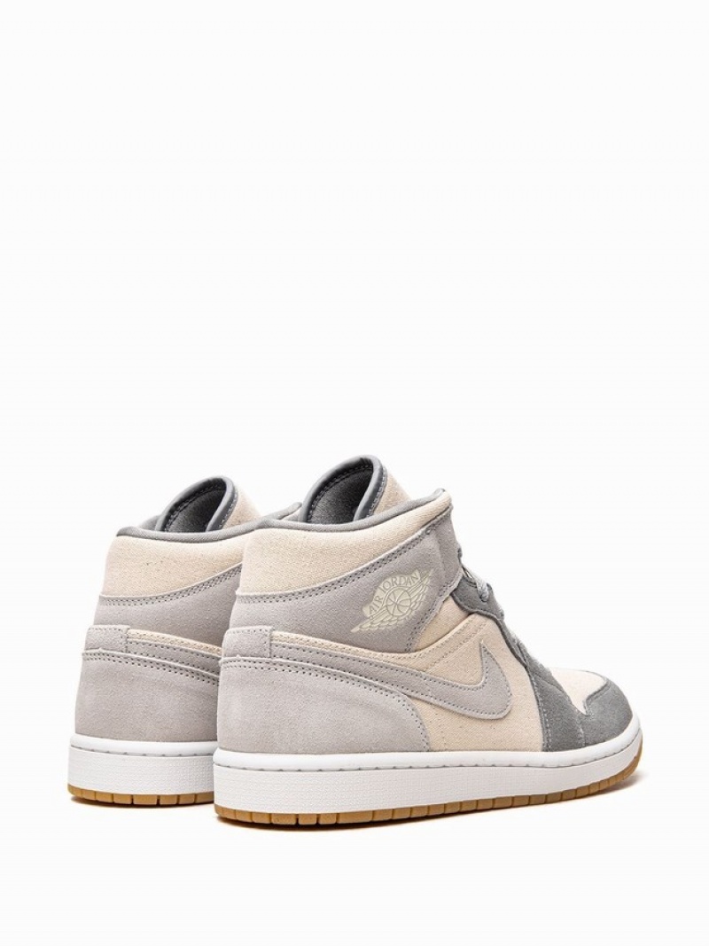 Grey / White Men's Nike Mid SE Coconut Milk Air Jordan 1 | FGKZTS-217