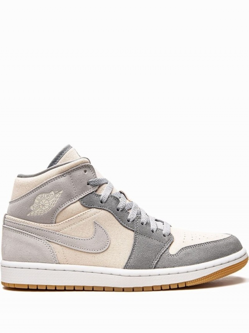 Grey / White Men\'s Nike Mid SE Coconut Milk Air Jordan 1 | FGKZTS-217