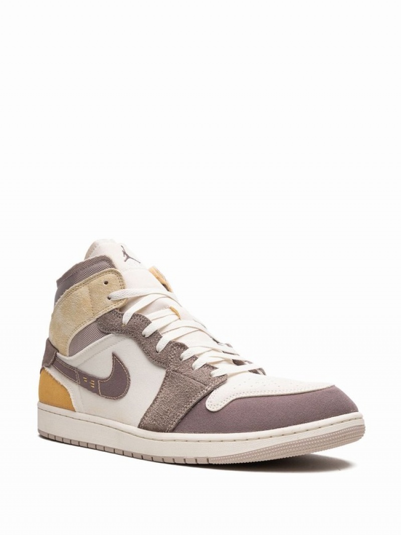 Grey / White Men's Nike Mid SE Taupe Haze Air Jordan 1 | UNOHZX-381