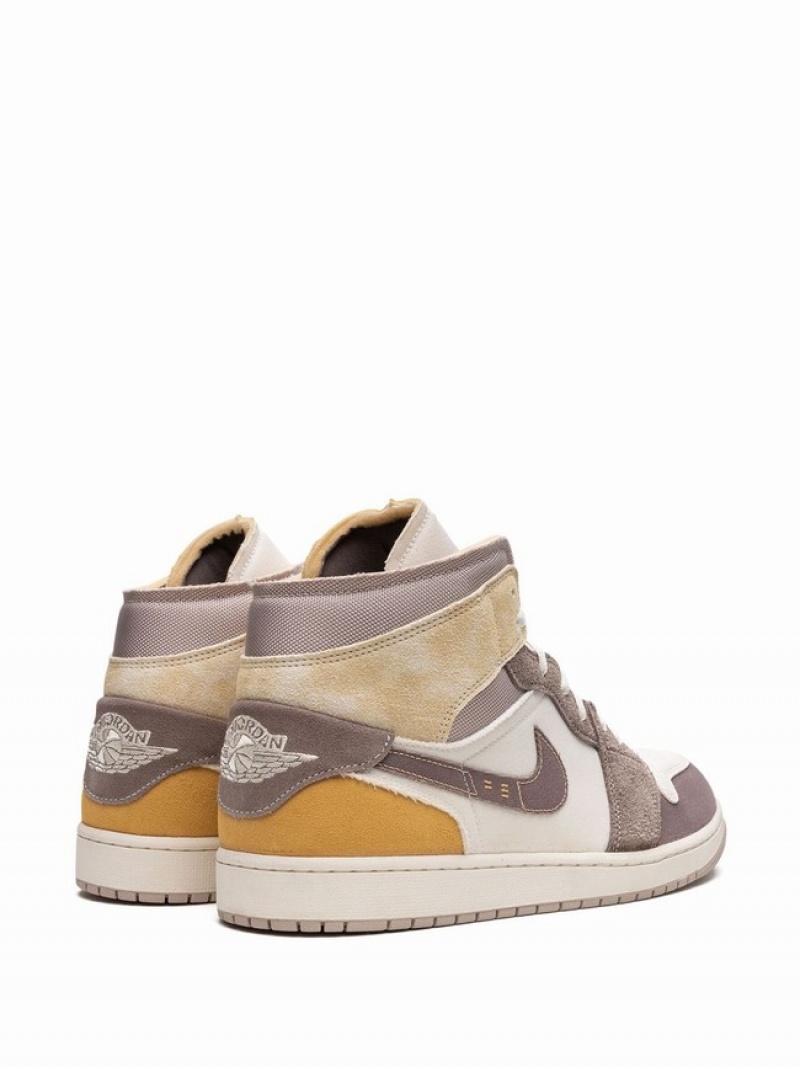 Grey / White Men's Nike Mid SE Taupe Haze Air Jordan 1 | UNOHZX-381