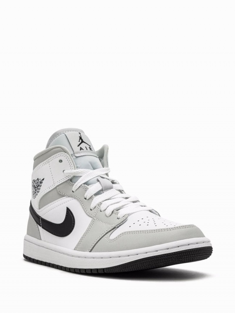 Grey / White / Black Women's Nike Mid Air Jordan 1 | IDJMEF-736