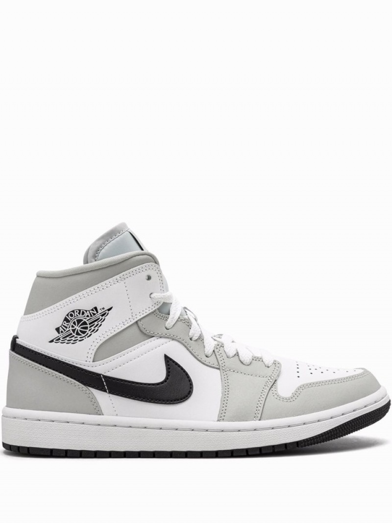 Grey / White / Black Women\'s Nike Mid Air Jordan 1 | IDJMEF-736