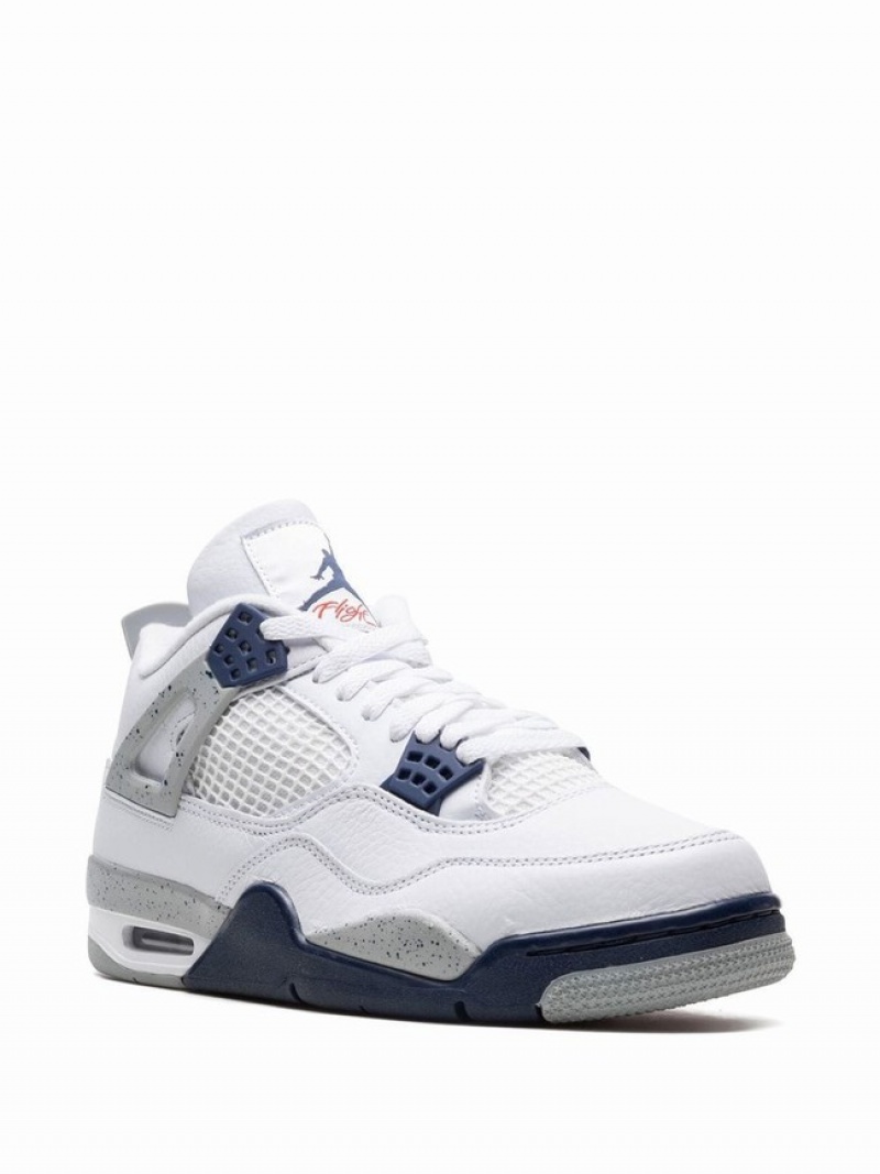 Grey / White / Navy / Blue Women's Nike Midnight Navy Air Jordan 4 | AECKJR-142