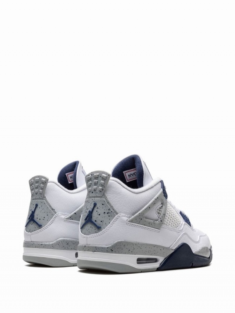 Grey / White / Navy / Blue Women's Nike Midnight Navy Air Jordan 4 | AECKJR-142