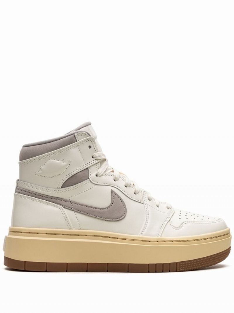 Light Yellow / Brown / Grey Women\'s Nike Elevate High SE Sail/Pale Vanilla/Gum Air Jordan 1 | RYALMK-178