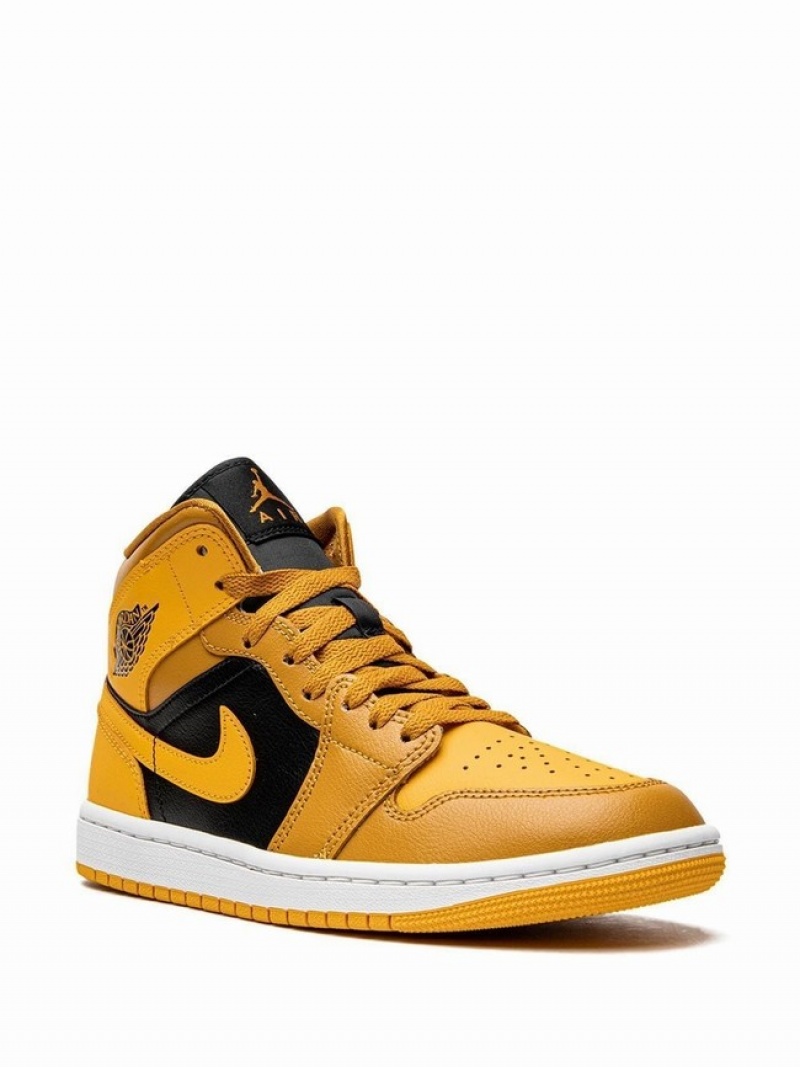 Mustard / Yellow / Black Women's Nike Mid Chutney Air Jordan 1 | BHCJMF-713