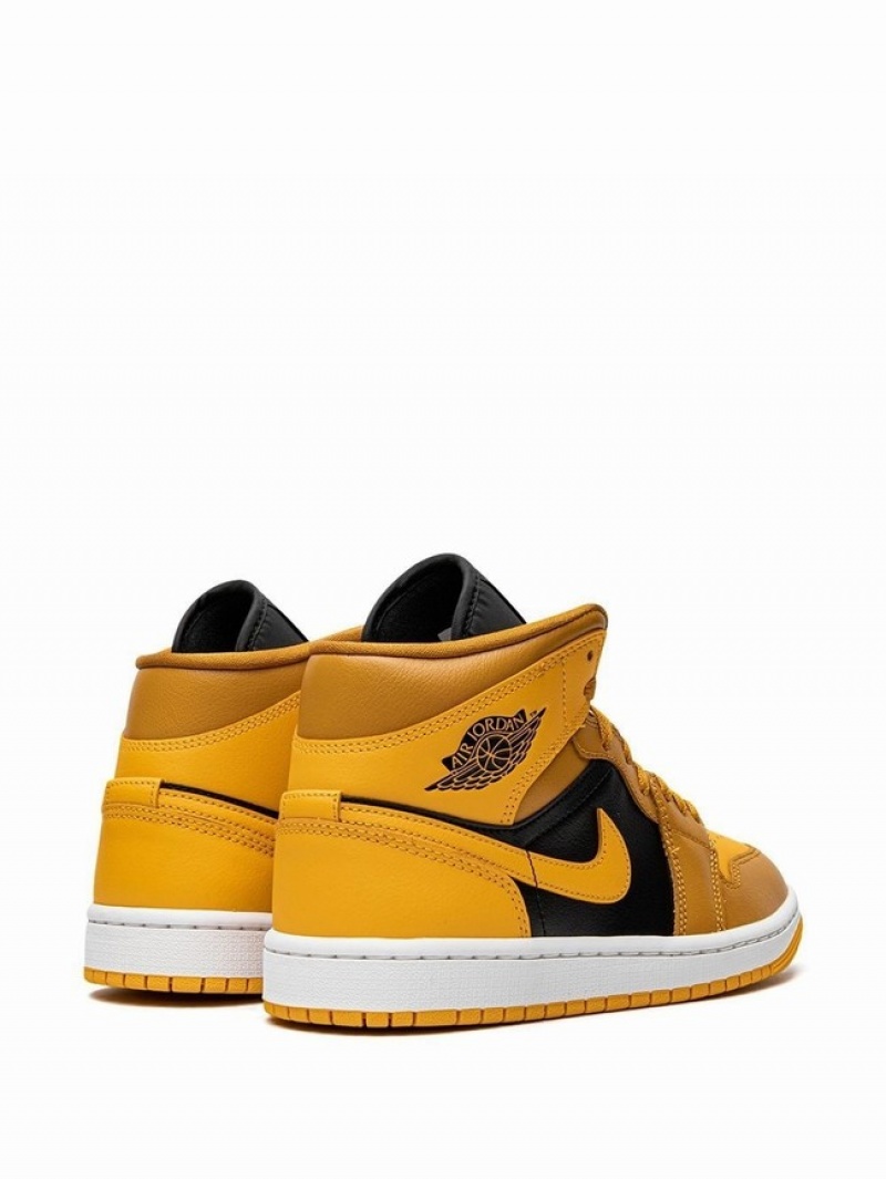 Mustard / Yellow / Black Women's Nike Mid Chutney Air Jordan 1 | BHCJMF-713