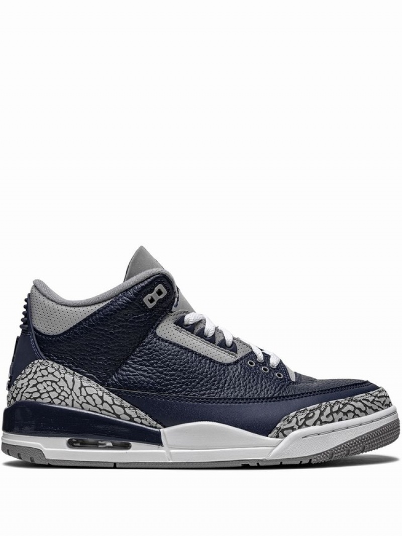 Navy / Grey Men\'s Nike Retro Georgetown Air Jordan 3 | MROFVN-781