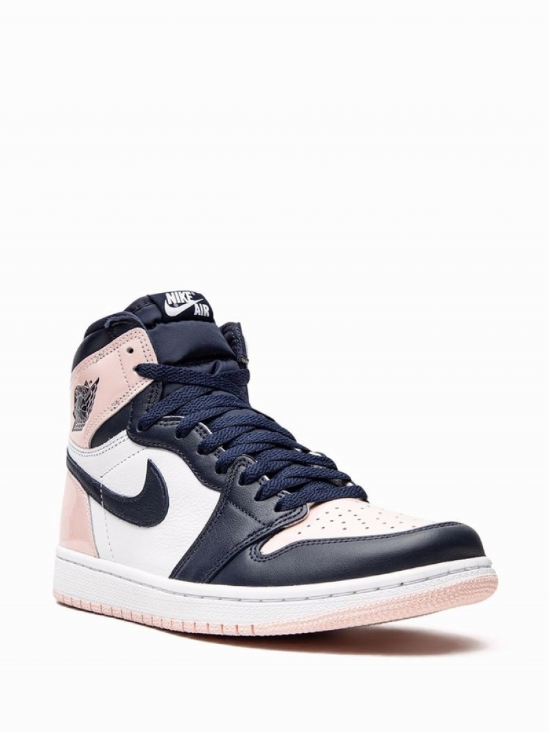 Navy / White Women's Nike High Bubble Gum Air Jordan 1 | EKSIOY-635