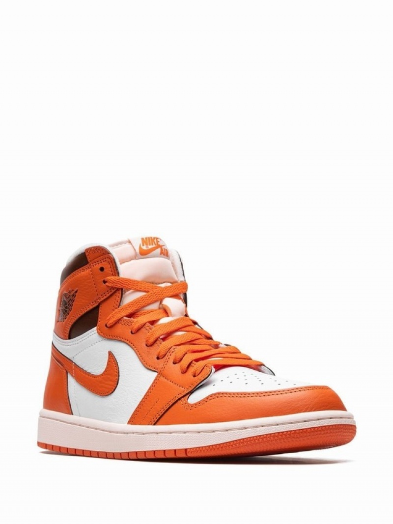 Orange / Brown / White Women's Nike High Starfish Air Jordan 1 | ZRTFGS-295