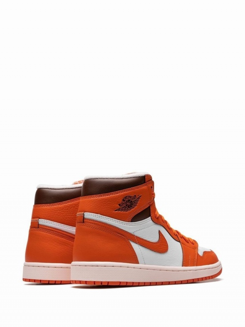 Orange / Brown / White Women's Nike High Starfish Air Jordan 1 | ZRTFGS-295