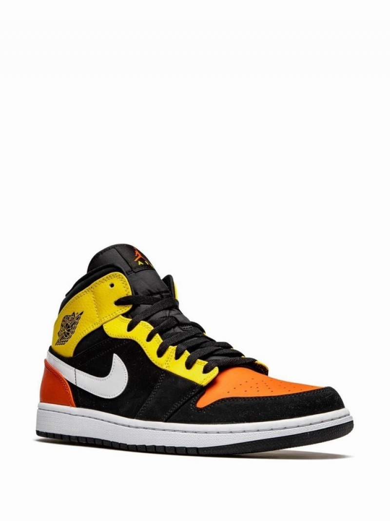 Orange / Yellow / Black Men's Nike Mid SE Amarillo Air Jordan 1 | PNTMJA-745