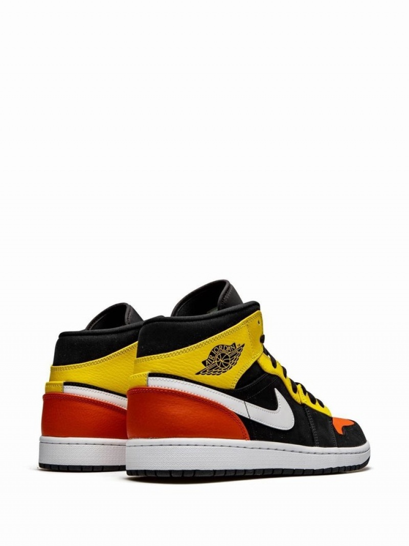 Orange / Yellow / Black Men's Nike Mid SE Amarillo Air Jordan 1 | PNTMJA-745