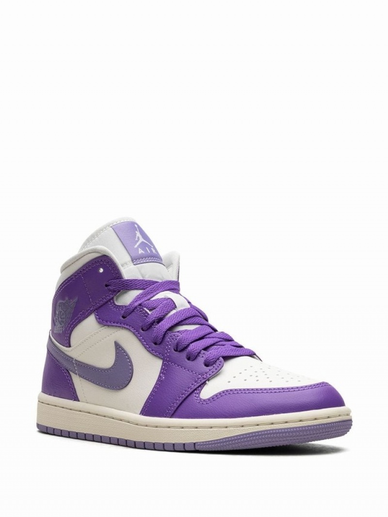 Purple / White Women's Nike Mid Action Grape Air Jordan 1 | WVMOYF-098