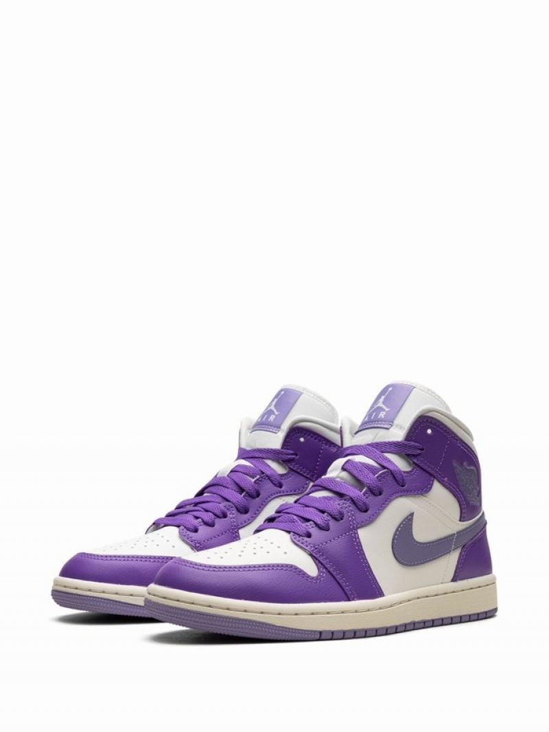 Purple / White Women's Nike Mid Action Grape Air Jordan 1 | WVMOYF-098