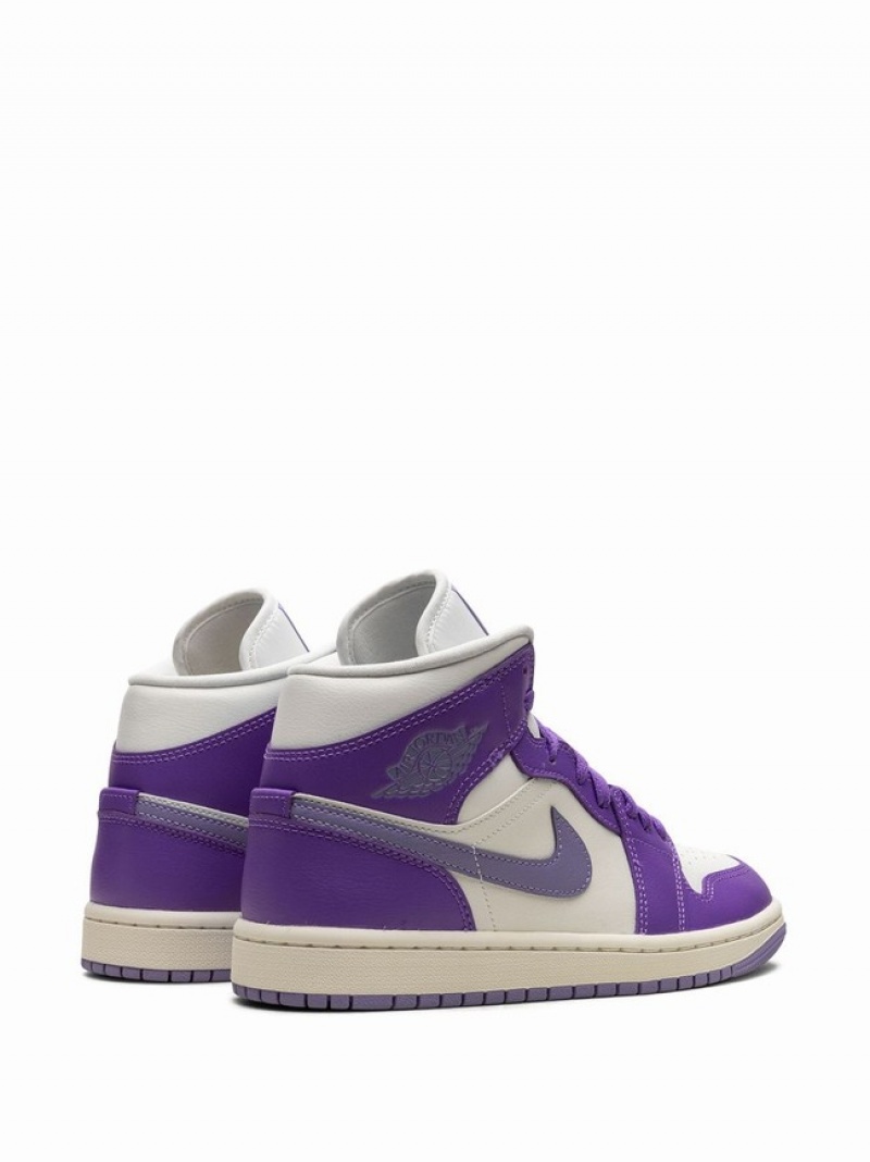 Purple / White Women's Nike Mid Action Grape Air Jordan 1 | WVMOYF-098