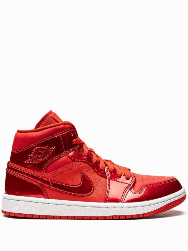 Red Women\'s Nike Mid Air Jordan 1 | ZXJFGW-293