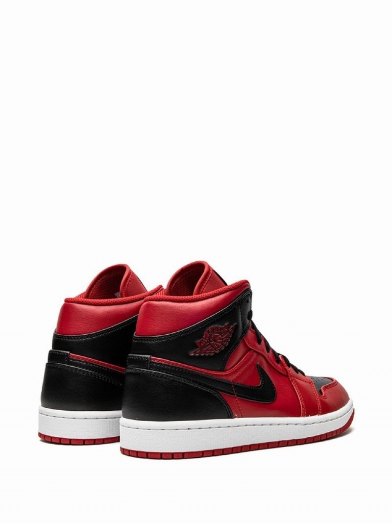 Red / Black Men's Nike Mid Reverse Bred Air Jordan 1 | ZBXLYK-275