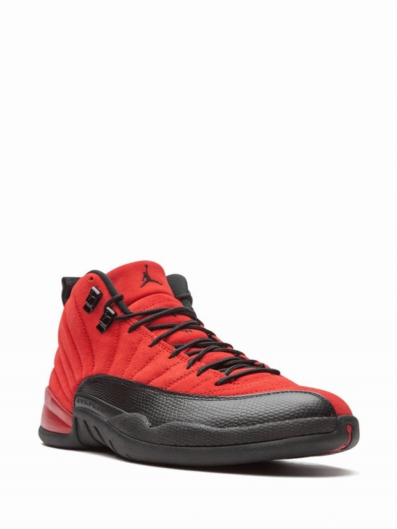 Red / Black Men's Nike Retro Reverse Flu Game Air Jordan 12 | UGCWPX-506