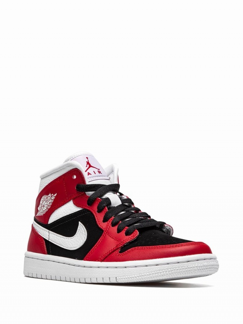 Red / Black / White Women's Nike Mid Air Jordan 1 | MHULWP-657