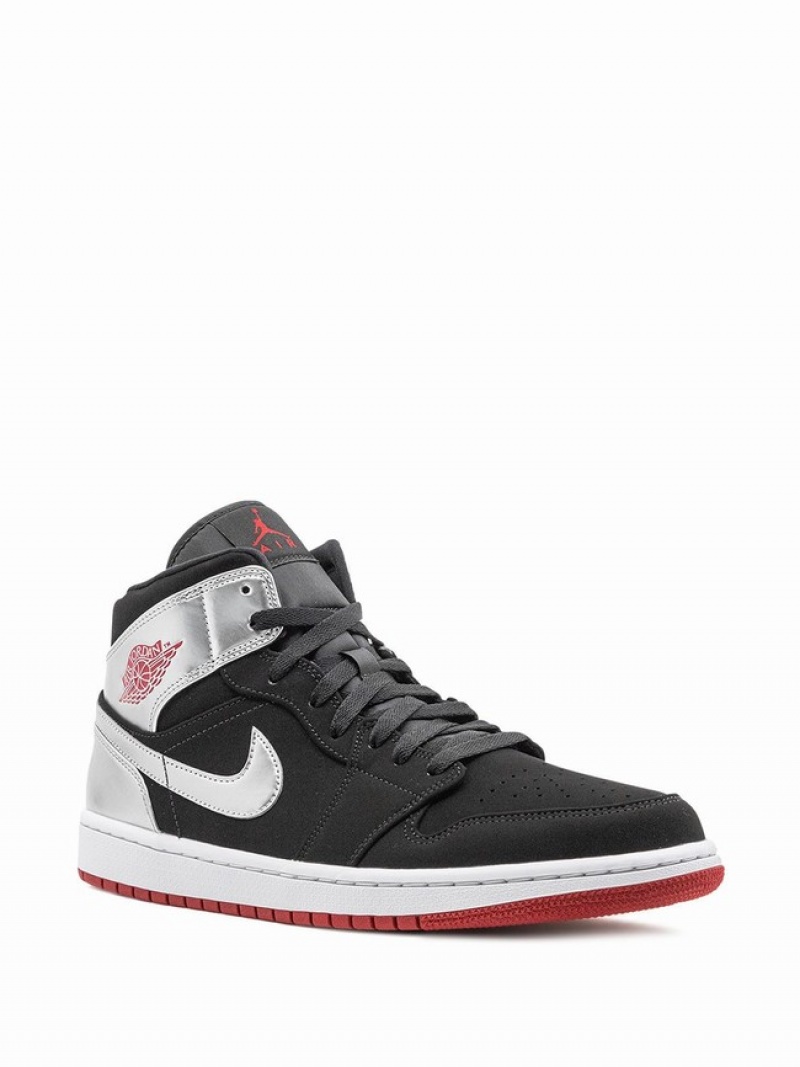 Silver / Black Women's Nike Mid ''Johnny Kilroy'' Air Jordan 1 | OGTFXE-821